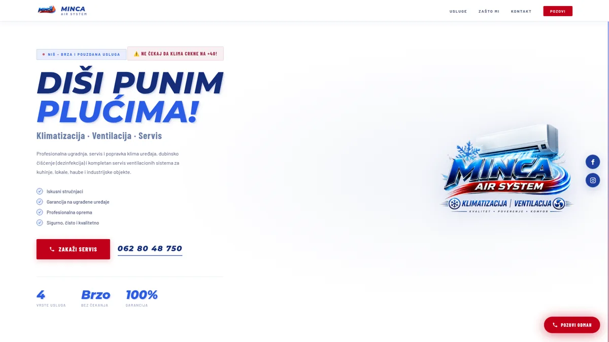 Minca Air System — Klimatizacija i ventilacija